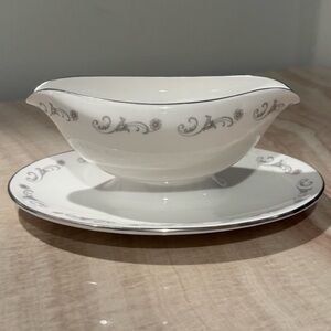 Royal Worcester White Gravy Boat with Saucer